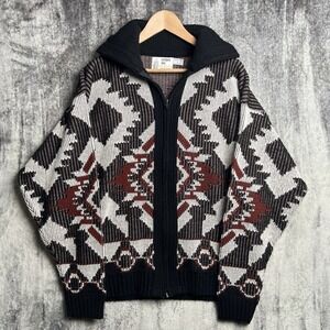 Vintage London Fog Cardigan Sweater Jacket Full Zip Size L Nordic Ski USA Made